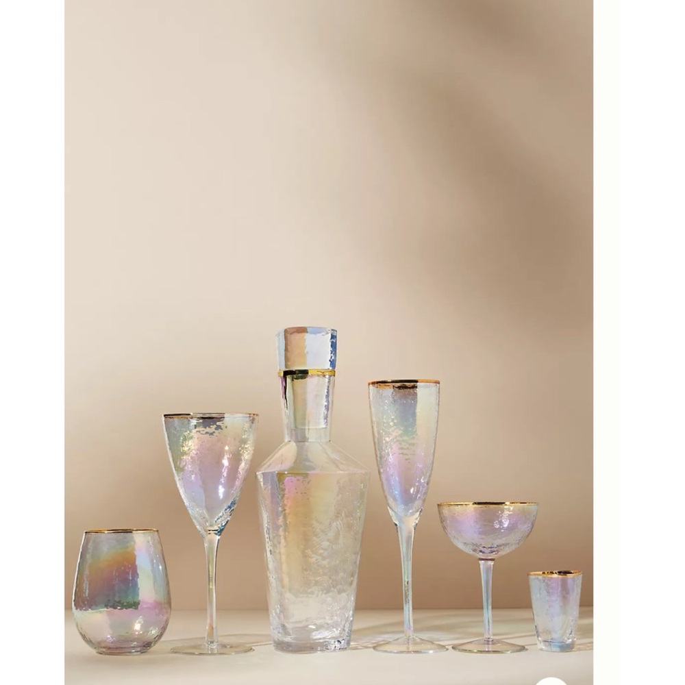 Anthropologie Zaza Lustered Wine Glasses in Luster Set of 2 / New - Picture 2 of 2